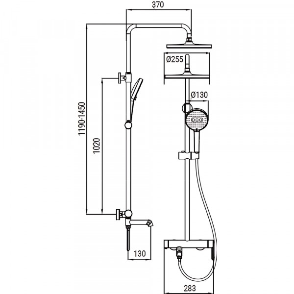 Душова колонна зі змішувачем Koer KB-56029-01 3 функції, колір хром (KR5481)