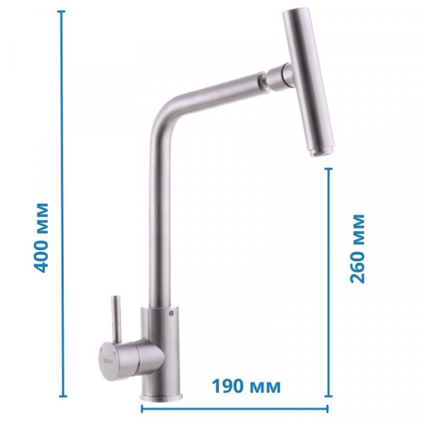 Змішувач для кухні з нерж. сталі SUS304 Zerix SUS-017 (ZX3143)
