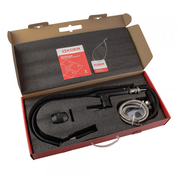 Кухонний змішувач з висувним виливом KOER KI-70004-05 (нерж. сталь) (KR3386)