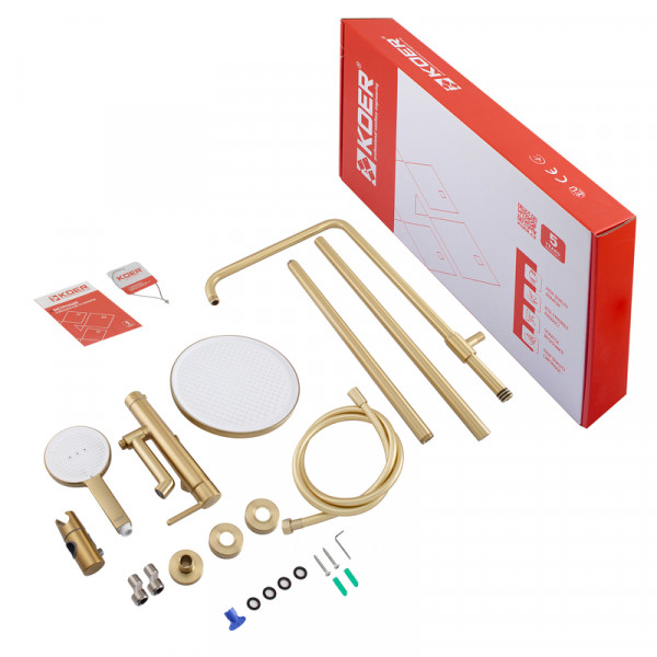 Душевая колонна со смесителем Koer KB-56029-12 3 функции, цвет матовое золото (KR5503)