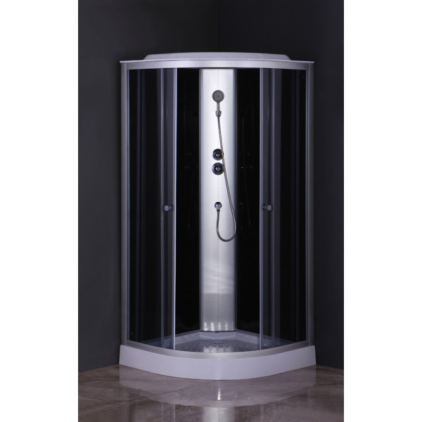 Бокс душовий без гідромасажу Mixxus STRONG SB02-90x90x215-GR SATIN з низьким піддоном (MI6887)