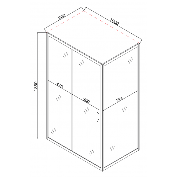 Душова кабіна без піддону Mixxus HARD SC01-100x80x185-TR CHROME прозоре скло 5мм (MI6911)