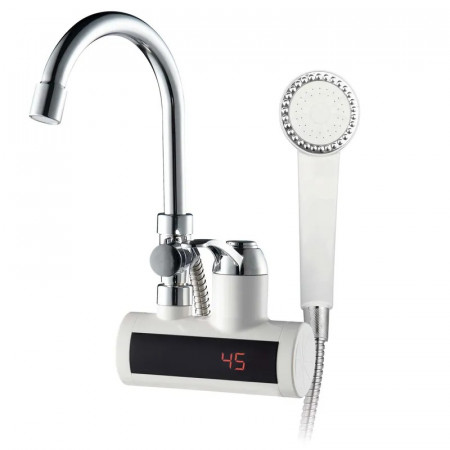 Водонагрівач 3 kW проточн., Zerix ELW22-EW З ІНД.ТЕМП., на СТІНУ (зі шлангом та лійкою) (ZX4934)