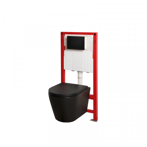 MIXXUS PREMIUM BEVEL-SET-2101 BLACK Комплект: Унітаз система змиву TORNADO 1.0+ Інсталяція з панеллю змиву BLACK MAT (MP6669)