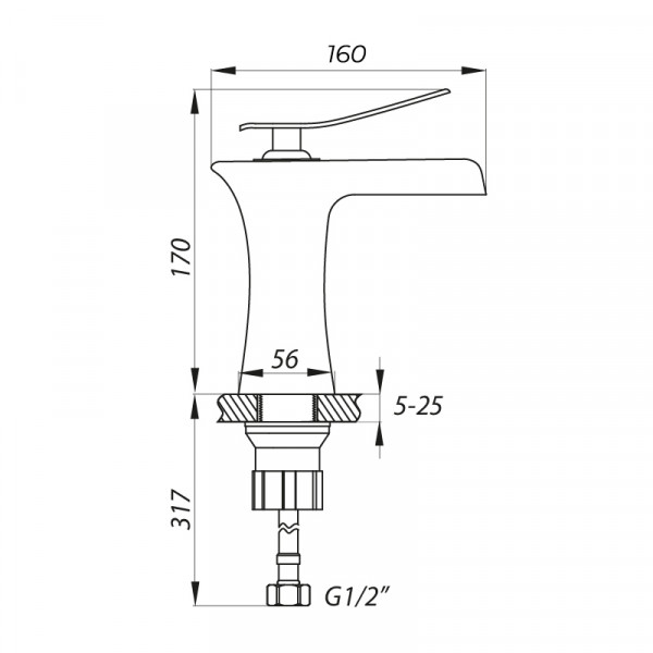 Змішувач для умивальника ZERIX LR1055-23 з виливом 
