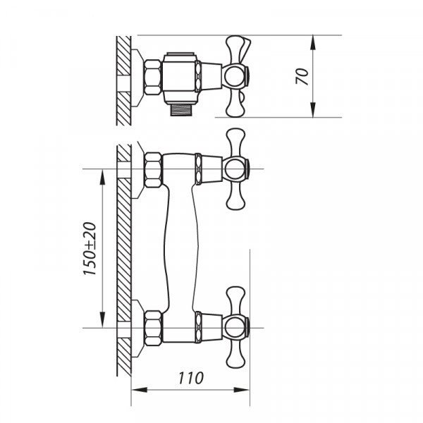 Змішувач для душу Zerix TMK5 725 (ZX0207)