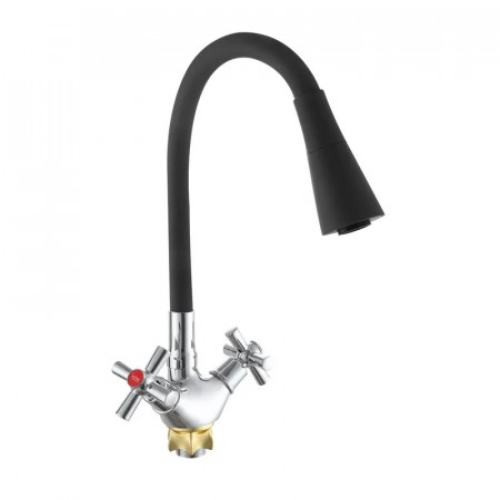 Змішувач для кухні з силіконовим виливом Zerix TLT 722 Reflector Black (колір виливу чорний) (ZX5989)