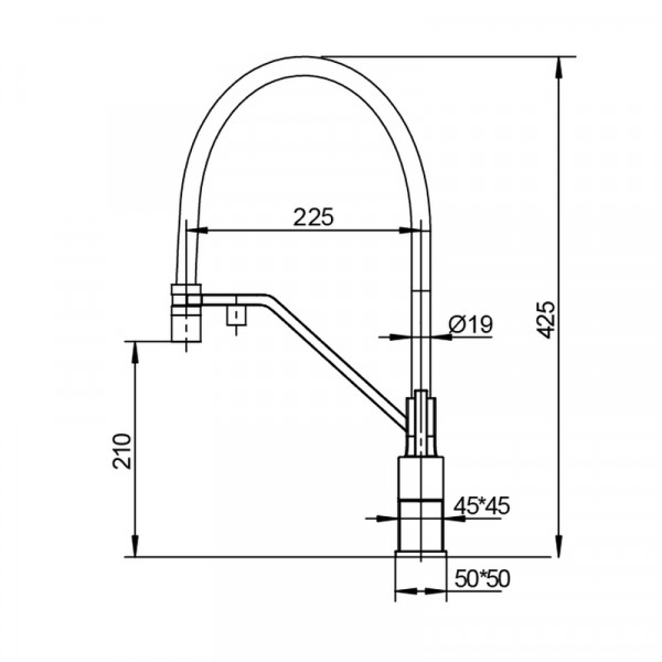 Змішувач для кухні KOER KB-72036-02 з виходом для пит. води (Колір хром+силік.вилив чорний) (KR5813)