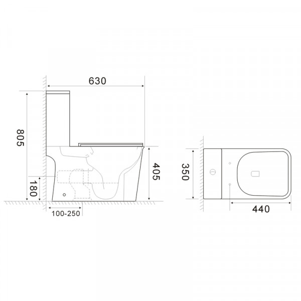 Унітаз-компакт Mixxus WAVE-0404-R 630х350х805mm, система змиву RIMLESS (MI6692)