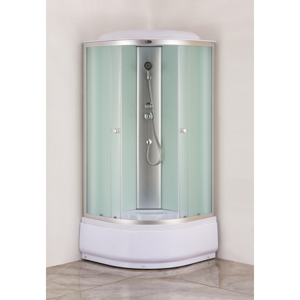 Бокс душовий без гідромасажу Mixxus STRONG SB01-90x90x215-FB SATIN з високим піддоном (MI6884)