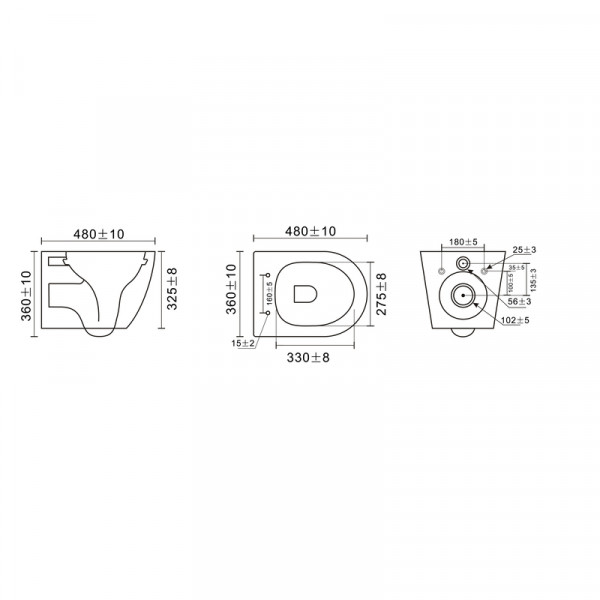Унітаз підвісний Mixxus Premium BEVEL-0304-T1 BLACK 480x360x360mm сист. змиву TORNADO 1.0 (MP6677)