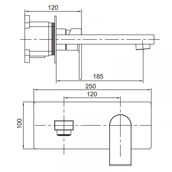 Змішувач для умивальника Koer KI-16015-02 вбудований (з нерж. сталі) (Колір нерж) (KR4783)