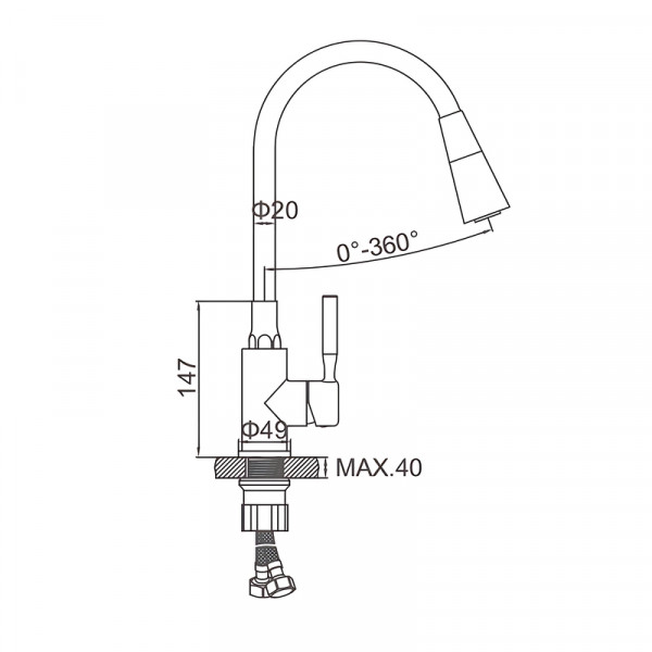 Змішувач для кухні Zerix Atrium-011-T Refl.WHITE (Колір хром+силік.вилив білий) (ZX4719)