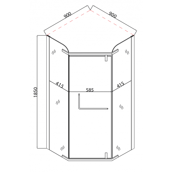 Душова кабіна без піддону Mixxus LINES SC01-90x90x185-TR CHROME прозоре скло 6мм (MI6915)