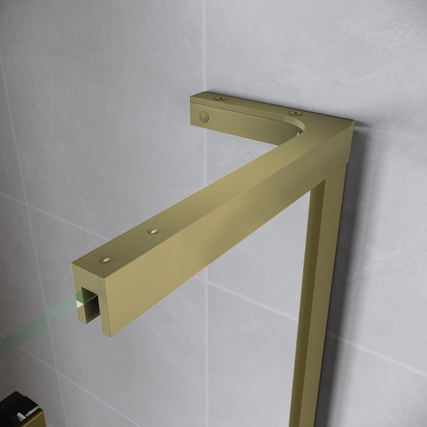 Двері у нішу Walk-In розсувні Koer SR SD07-120x200-R-TR-12 прозоре скло Easy Clean 8мм Матове золото (KR5774)