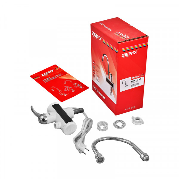 Водонагрівач 3,3 kW проточний, з індикатором температури, рефлекторний вилив ZERIX ELW21-EF (ZX3080)