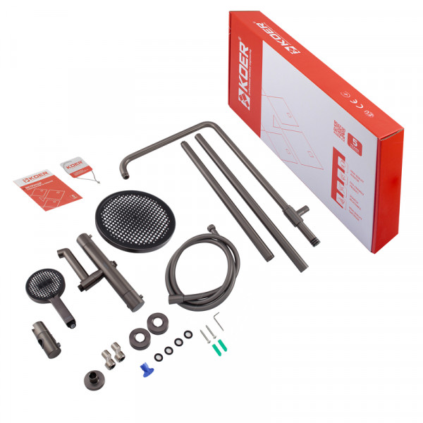 Душова колонна з термостатичним змішувачем Koer KB-57029-07 3 функції, колір графіт (KR5498)