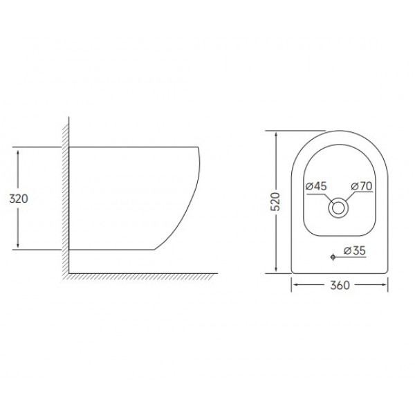 Біде підвісне Mixxus ELLIPSE-0502 520x360x320mm (MI6714)
