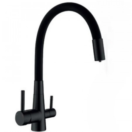 Змішувач для кухні Mixxus SUS-021 BLACK REFL.BLACK із силіконовим виливом, з виходом для питної води (MI6214)