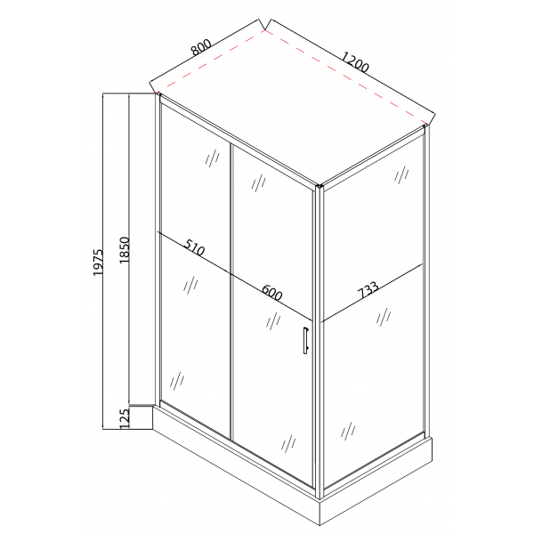 Душова кабіна з низьким піддоном Mixxus HARD SCT01-120x80x198-TR CHROME прозоре скло 5мм (MI6910)