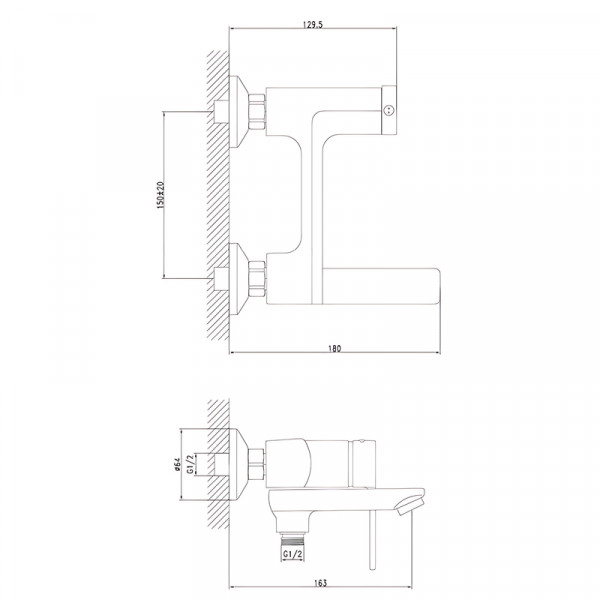 Смеситель для ванной Zerix NEL3-125 (ZX5980)