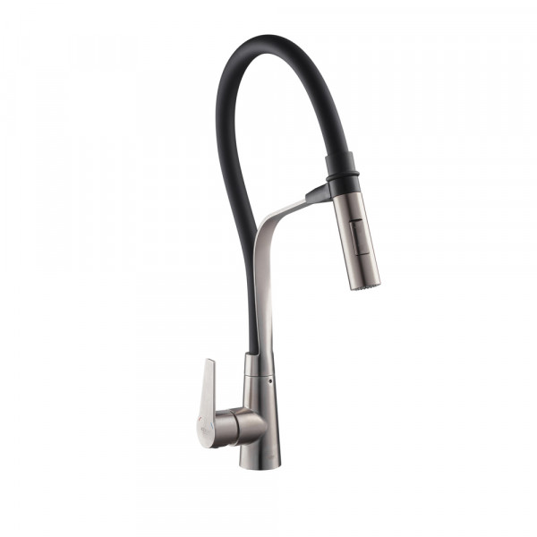 Кухонний змішувач з чорним силіконовим виливом Koer KI-70022-02 (з нерж. сталі) (KR4799)