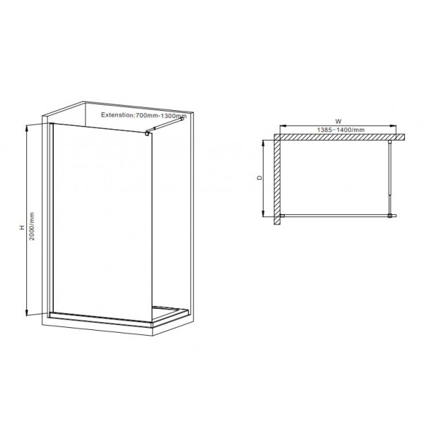 Душова перегородка Mixxus Premium FLAT SP01-140x200-TR Chrome Walk-In прозоре скло 8мм (MI6853)