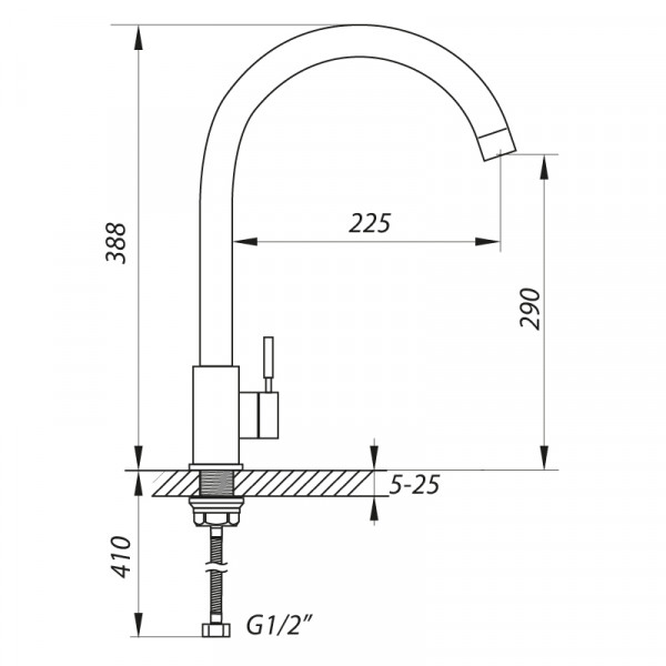 Змішувач для кухні Zerix LR4998-3 (ZX0571)