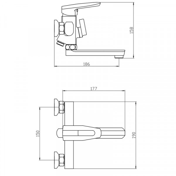 Змішувач для ванни Mixxus Pegas 009 (Euro) (MI6244)