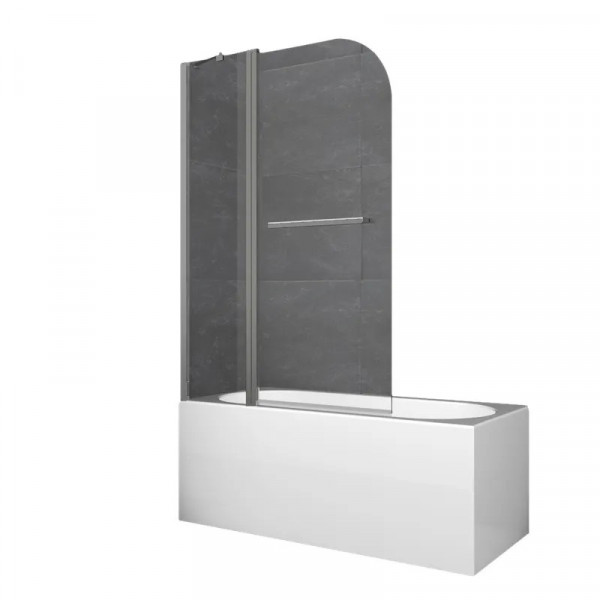 Шторки скляні на ванну Koer SR BS04-95x140-TR-07 прозоре скло 6мм, графіт (KR5404)