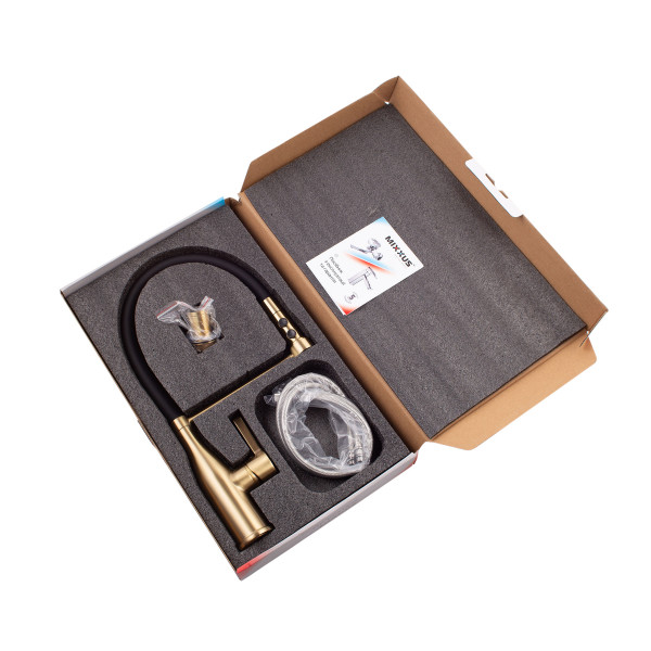 Змішувач для кухні Mixxus Premium Summer 017 BRUSHED GOLD REFL.BLACK (MI6964)