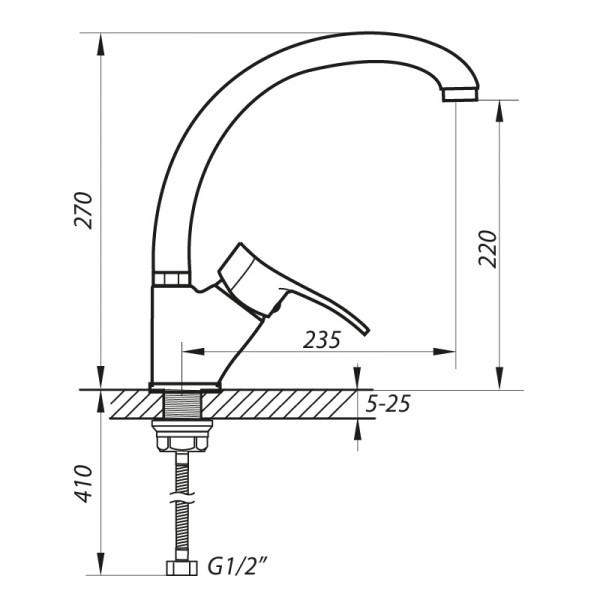 Смеситель для кухни Zerix DYU 182 (ZX0024)