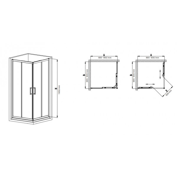 Душова кабіна без піддону Mixxus Premium DIVERSE SC02-90x90x195-TR Black прозоре скло 5мм (MI6862)
