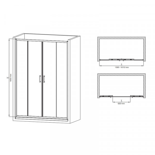 Двері в нішу Mixxus Premium DIVERSE SD01-160x185-TR Chrome прозоре скло 5мм (MI6875)