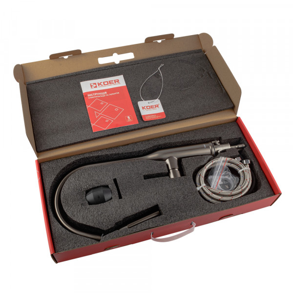 Кухонний змішувач з висувним виливом KOER KI-70004-07 (нерж. сталь) (KR3387)