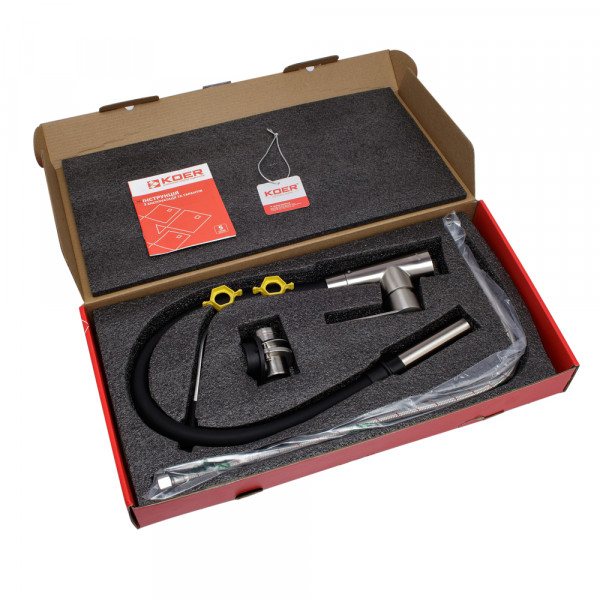 Кухонний змішувач з чорним силіконовим виливом Koer KI-70022-02 (з нерж. сталі) (KR4799)