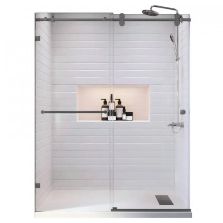 Двері в нішу Koer SR SD06-140x220-TR-07 прозоре скло Easy Clean 8мм, графіт (KR5369)