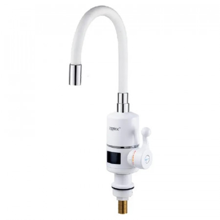 Проточний водонагрівач Zerix ELW06-EF-WHITE 3,3 kW з індикатором температури, силіконовий вилив, на мийку (ZX5856)