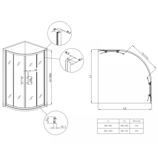 Душова кабіна без піддону Koer SR SC04-90x90x195-TR-01 прозоре скло Easy Clean 5мм, хром (KR5360)