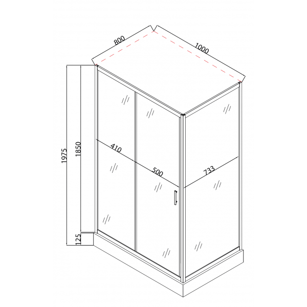 Душова кабіна з низьким піддоном Mixxus HARD SCT01-100x80x198-TR CHROME прозоре скло 5мм (MI6908)