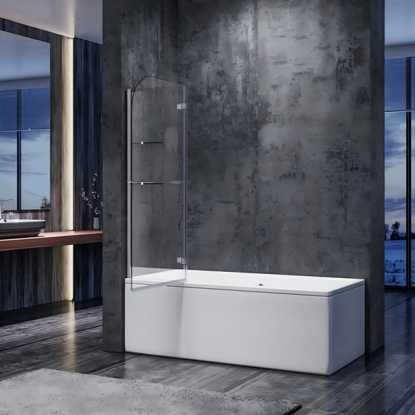 Шторки скляні на ванну Koer SR BS05-90x140-TR-01 прозоре скло Easy Clean 6мм, хром (KR5372)