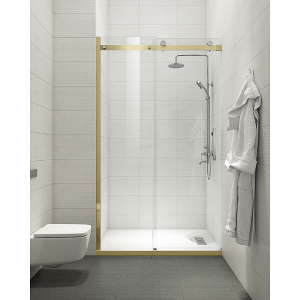 Двері в нішу Koer SR SD01-120x200-TR-12 прозоре скло Easy Clean 8мм, матове золото (KR5377)