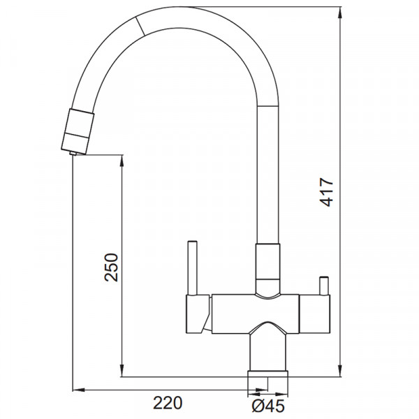 Змішувач для кухні Koer KB-72002-07 з виходом для питної води (KR5003)