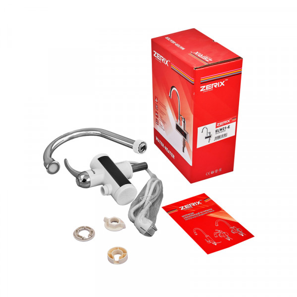 Водонагрівач 3,3 kW проточний, з індикатором температури, на мийку ZERIX ELW21-E (ZX3264)