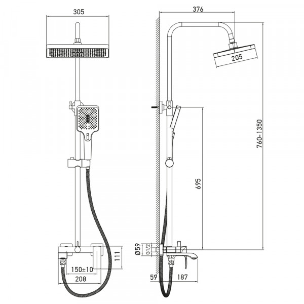 Душова колона зі змішувачем Haiba Monaco 009-J (HB9654)