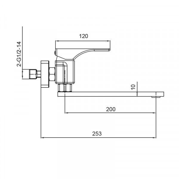Змішувач для кухні настінний Koer KB-73010-01 (Колір хром) (KR3490)