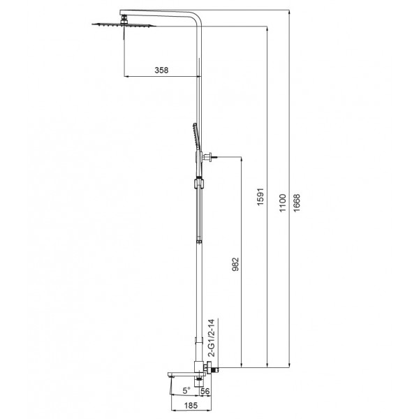 Душова колона із змішувачем KOER KB-56010-01 (Колір хром) (KR3494)