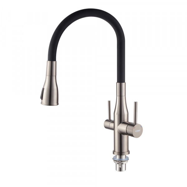 Змішувач для кухні Koer KI-72024-07 з виходом для питної води (нерж. сталь) (KR5013)