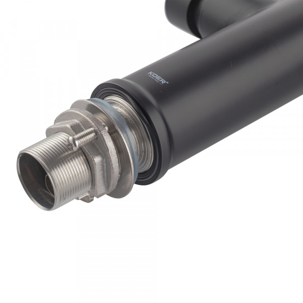 Змішувач для кухні Koer KI-70005-05 з чорним силіконовим виливом (нерж. сталь) (KR5005)