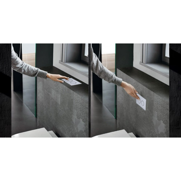 Панель змиву Koer KT-0605-03 220x140x12mm пластикова, кнопка кругла (KR5316)